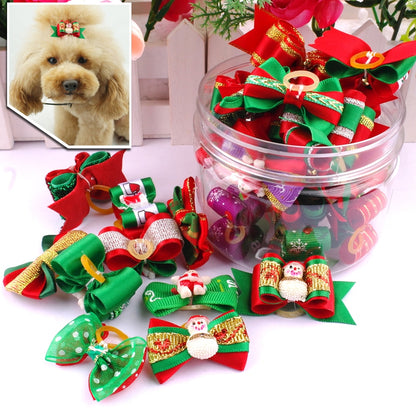 20pcs Dogs Christmas Hair Bows Pet Dog Accessories