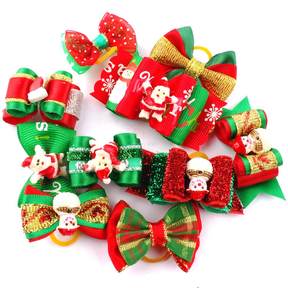 20pcs Dogs Christmas Hair Bows Pet Dog Accessories